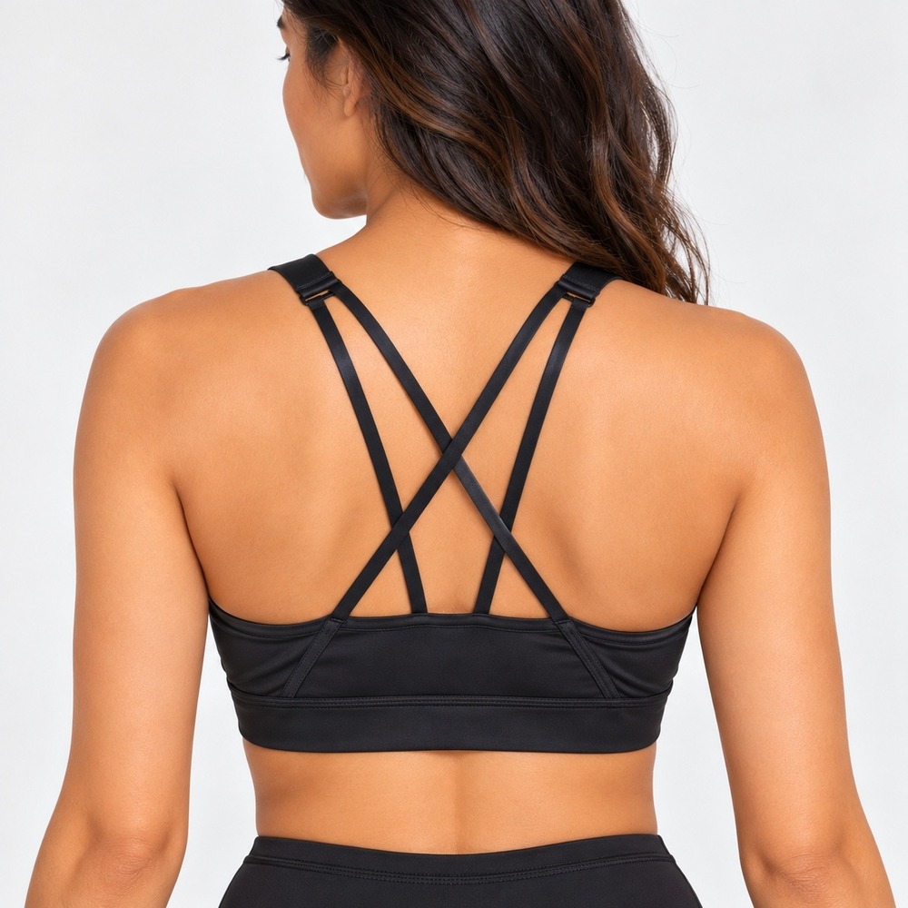Nike Sports Bra Dri-FIT High Neck Strappy Racerback Activewear Excellent Black